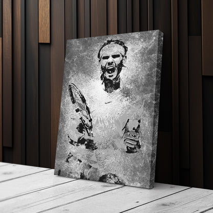 Rafael Nadal Tennis Canvas Art – Grunge Texture Sports Legend Decor
