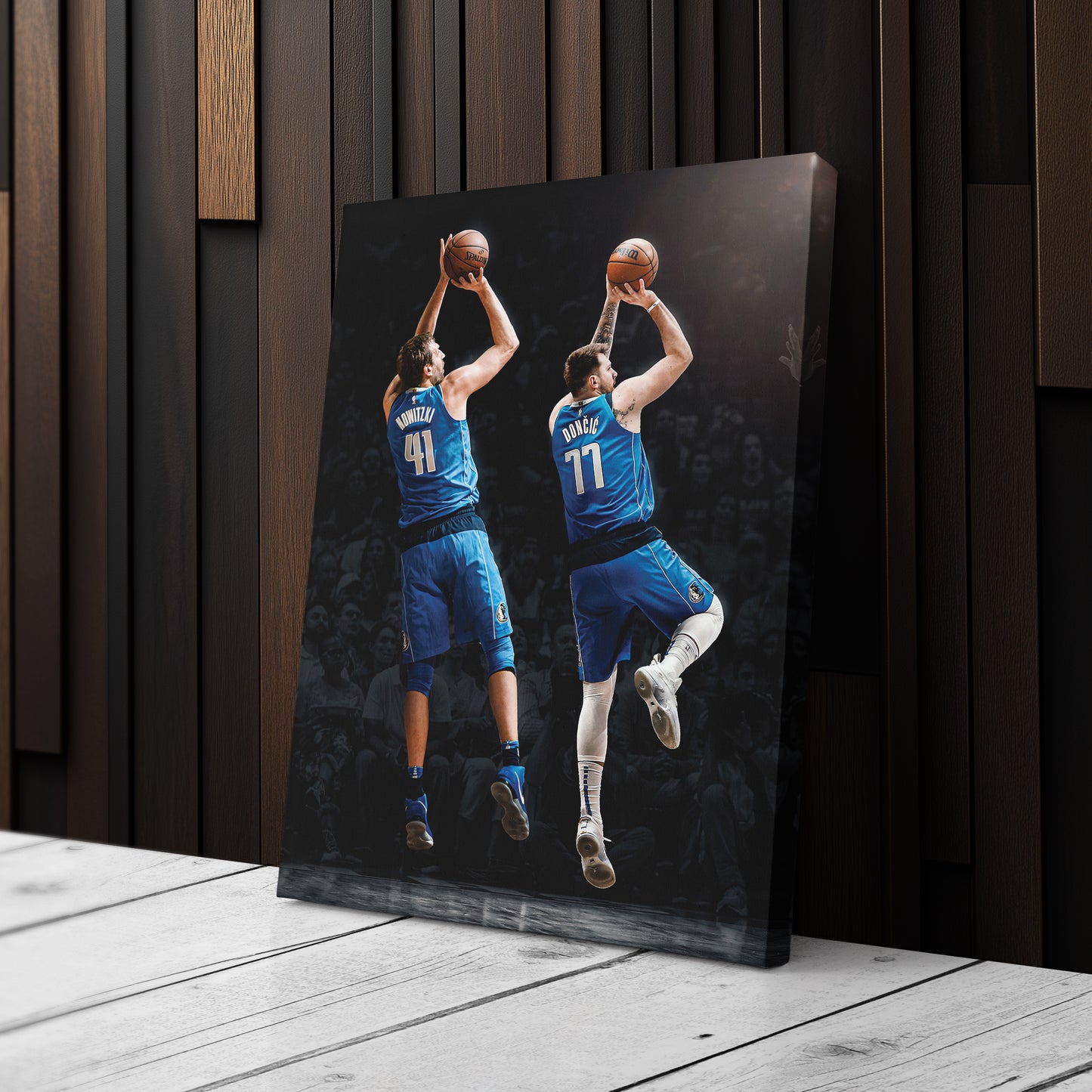 Luka Doncic and Dirk Nowitzki Canvas Art - Dallas Mavericks NBA Decor