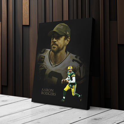 Aaron Rodgers Green Bay Packers NFL Canvas Wall Art - Framed Home Decor