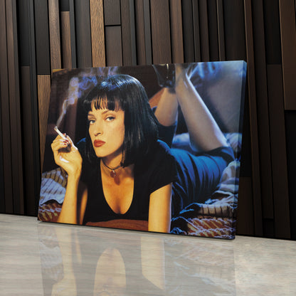 Uma Thurman Smoking Pulp Fiction Canvas Art – Legendary Movie Star Decor