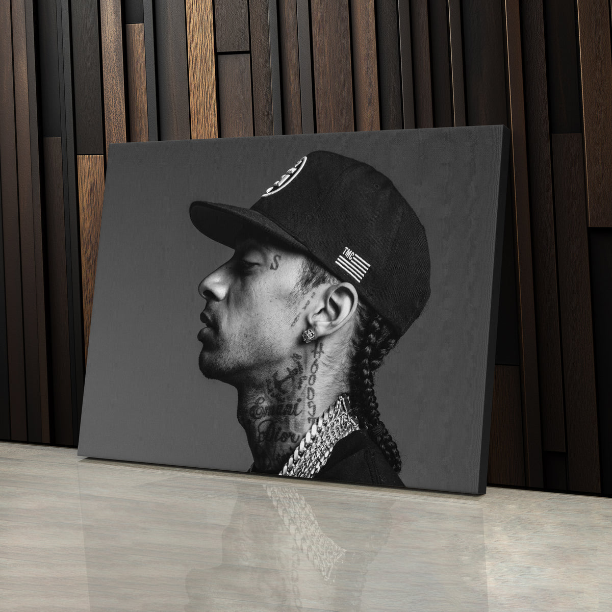 Nipsey Hussle Black and White Canvas Wall Art – Music Legend Home Decor