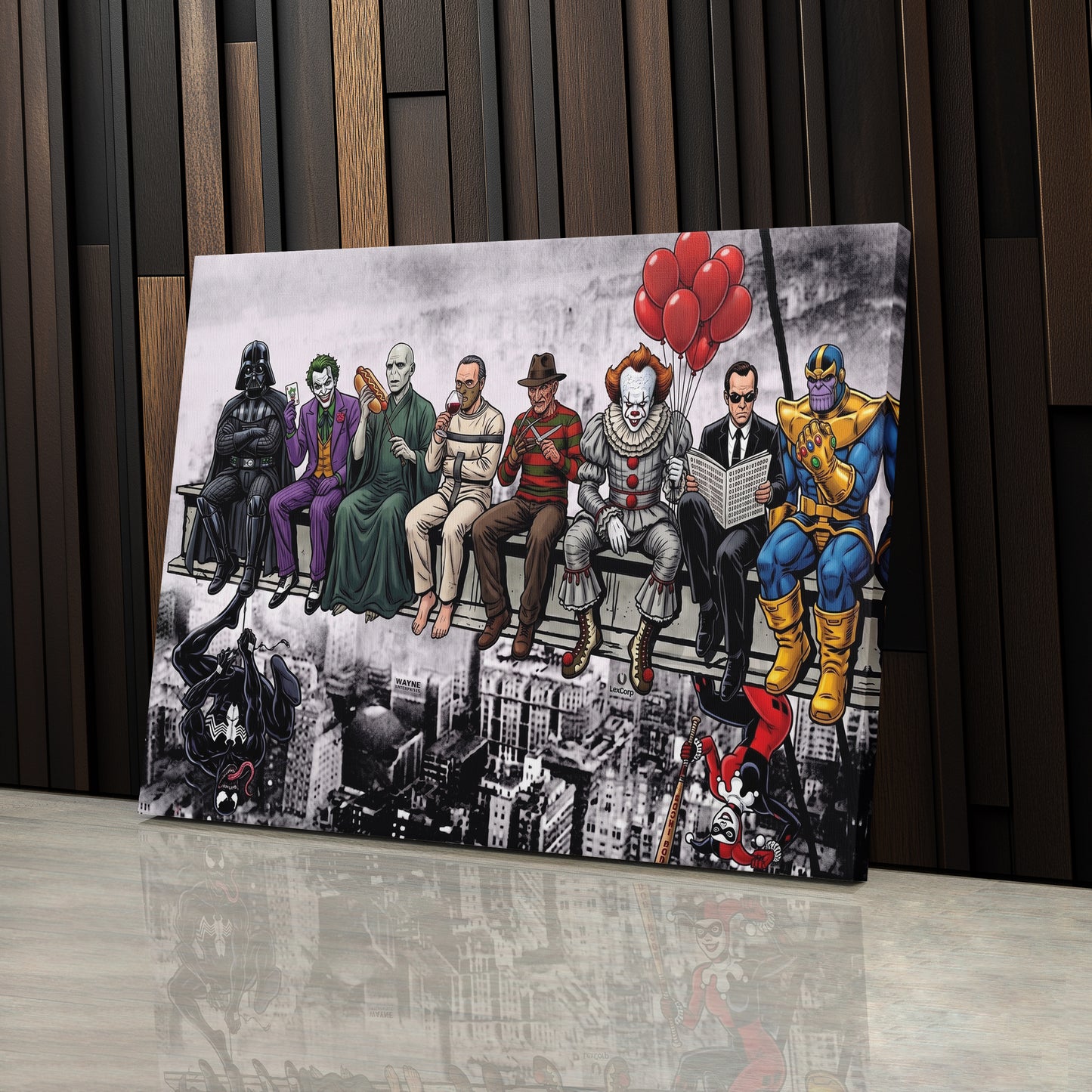 Movie Villains Lunch Atop a Skyscraper Canvas Wall Art
