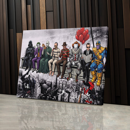 Movie Villains Lunch Atop a Skyscraper Canvas Wall Art