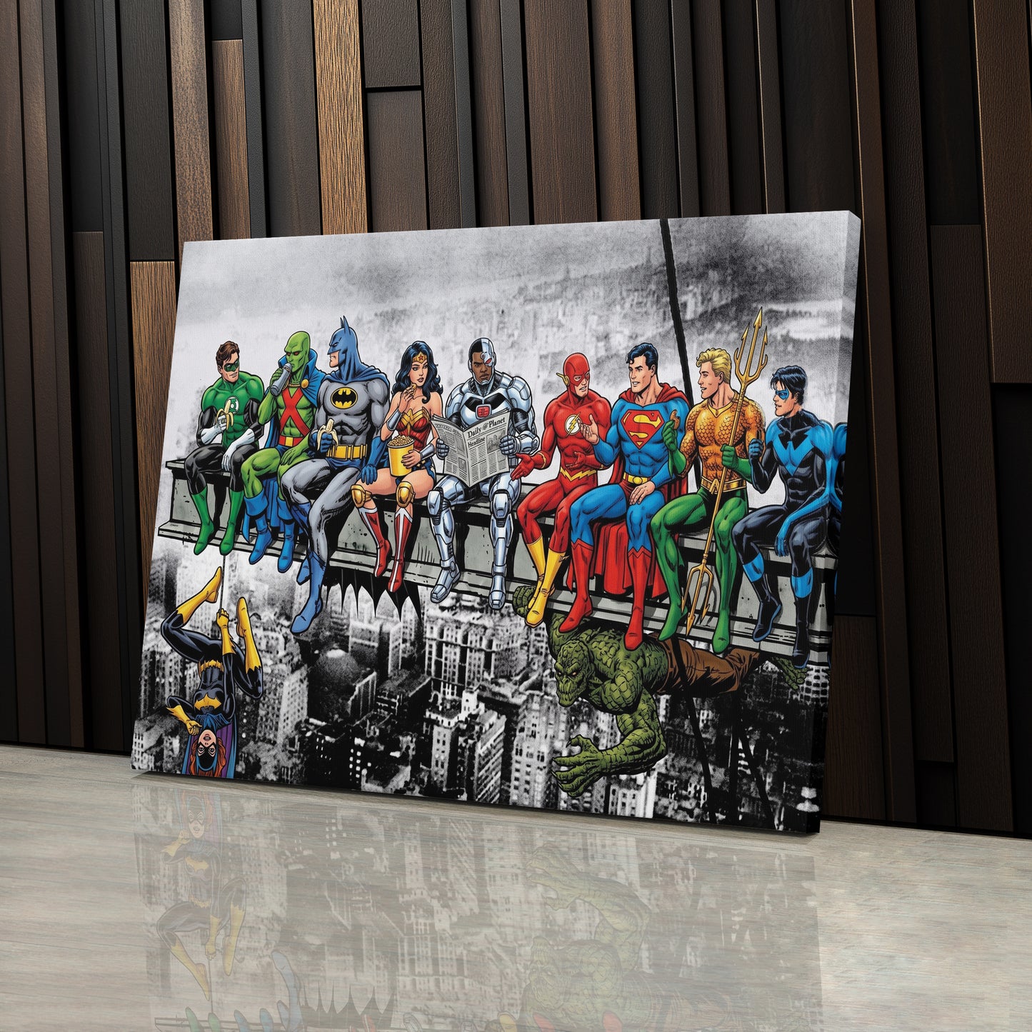 Justice League Lunch Atop a Skyscraper Canvas Wall Art