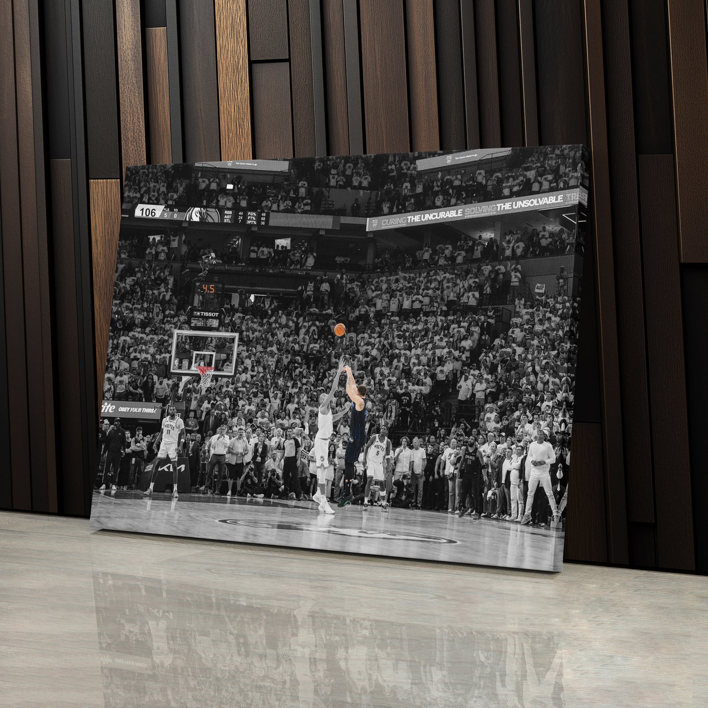 Luka Doncic Game-Winning 3-Pointer – Mavericks Canvas Wall Art Framed Decor