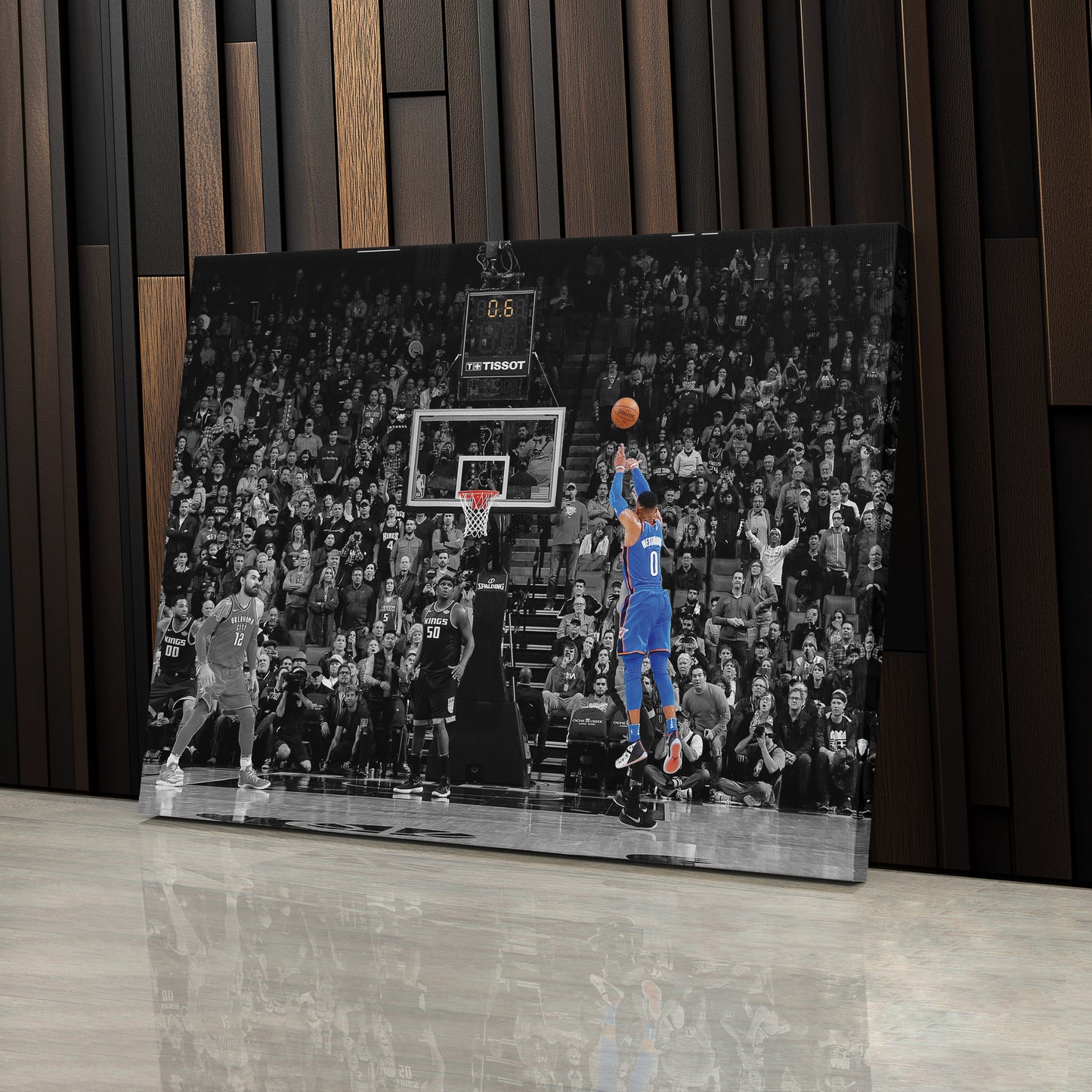 Russell Westbrook Buzzer Beater Canvas Art - NBA Thunder vs. Kings