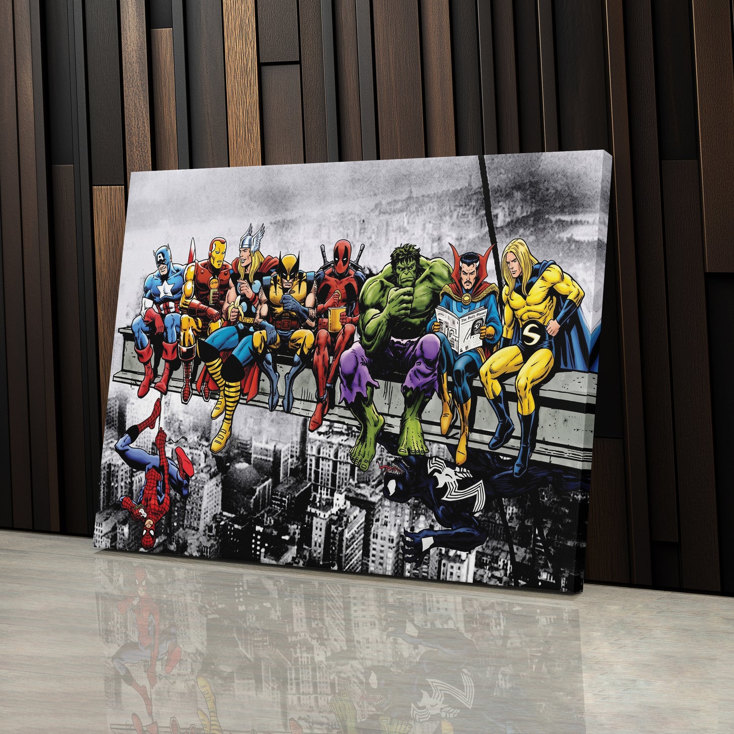 Marvel Superheroes Lunch Atop a Skyscraper Canvas Wall Art
