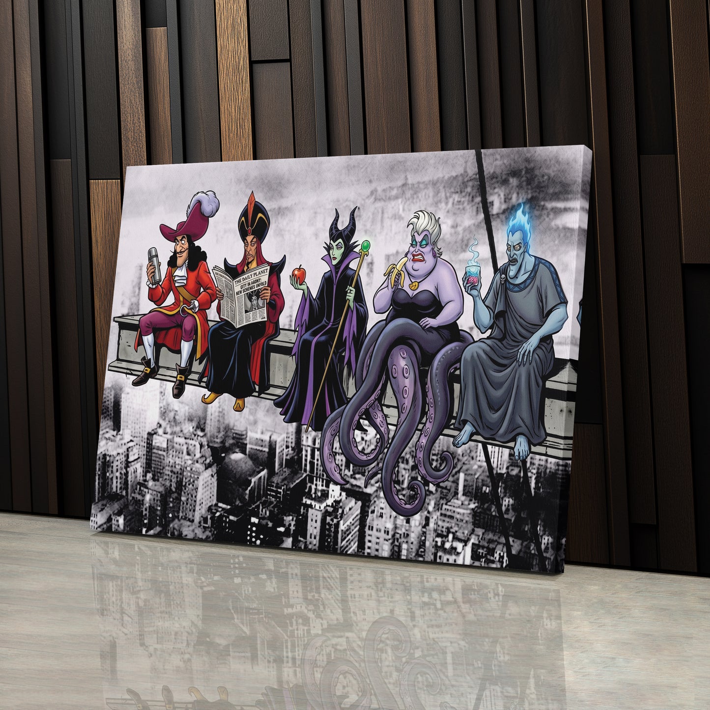 Disney Villains Lunch Atop a Skyscraper Canvas Wall Art