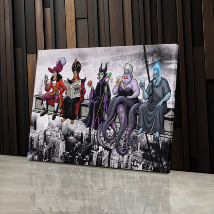 Disney Villains Lunch Atop a Skyscraper Canvas Wall Art