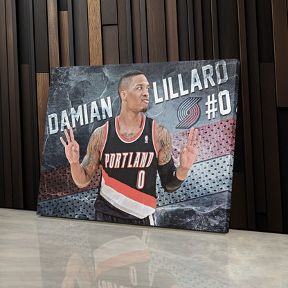 Damian Lillard #0 Basketball Canvas Wall Art – Portland Trail Blazers Decor