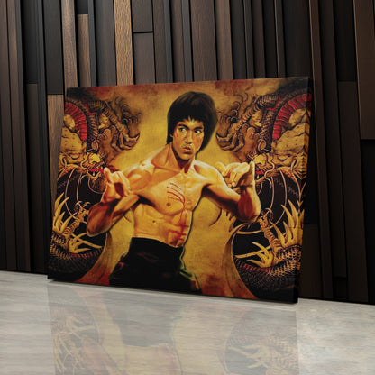 Bruce Lee Martial Art Dragons Canvas Wall Art – Fighter's Legacy Decor