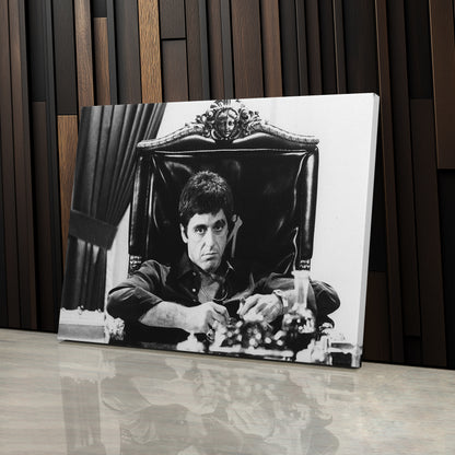 Tony Montana Scarface Canvas Art - Movie Wall Decor Black and White