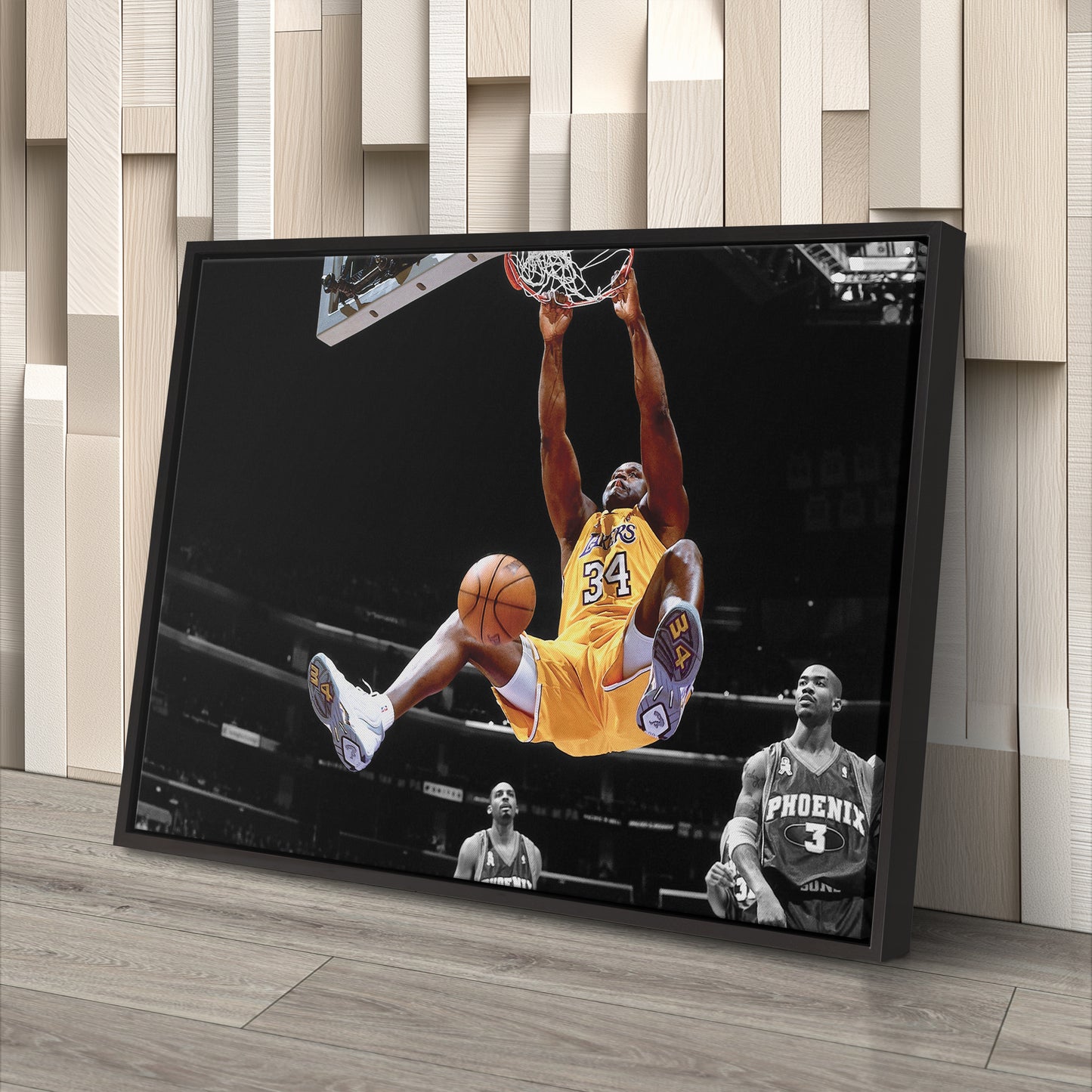 Shaquille O'Neal Dunking Canvas Art - NBA Lakers Sports Poster