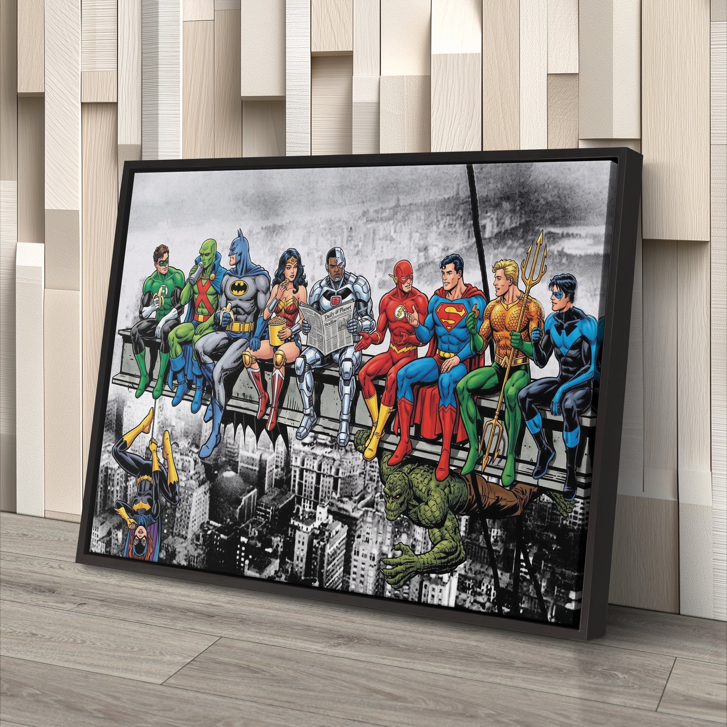 Justice League Lunch Atop a Skyscraper Canvas Wall Art