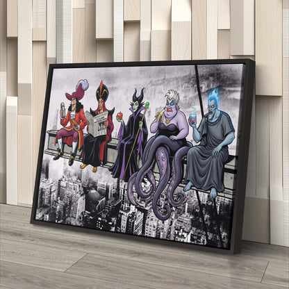 Disney Villains Lunch Atop a Skyscraper Canvas Wall Art