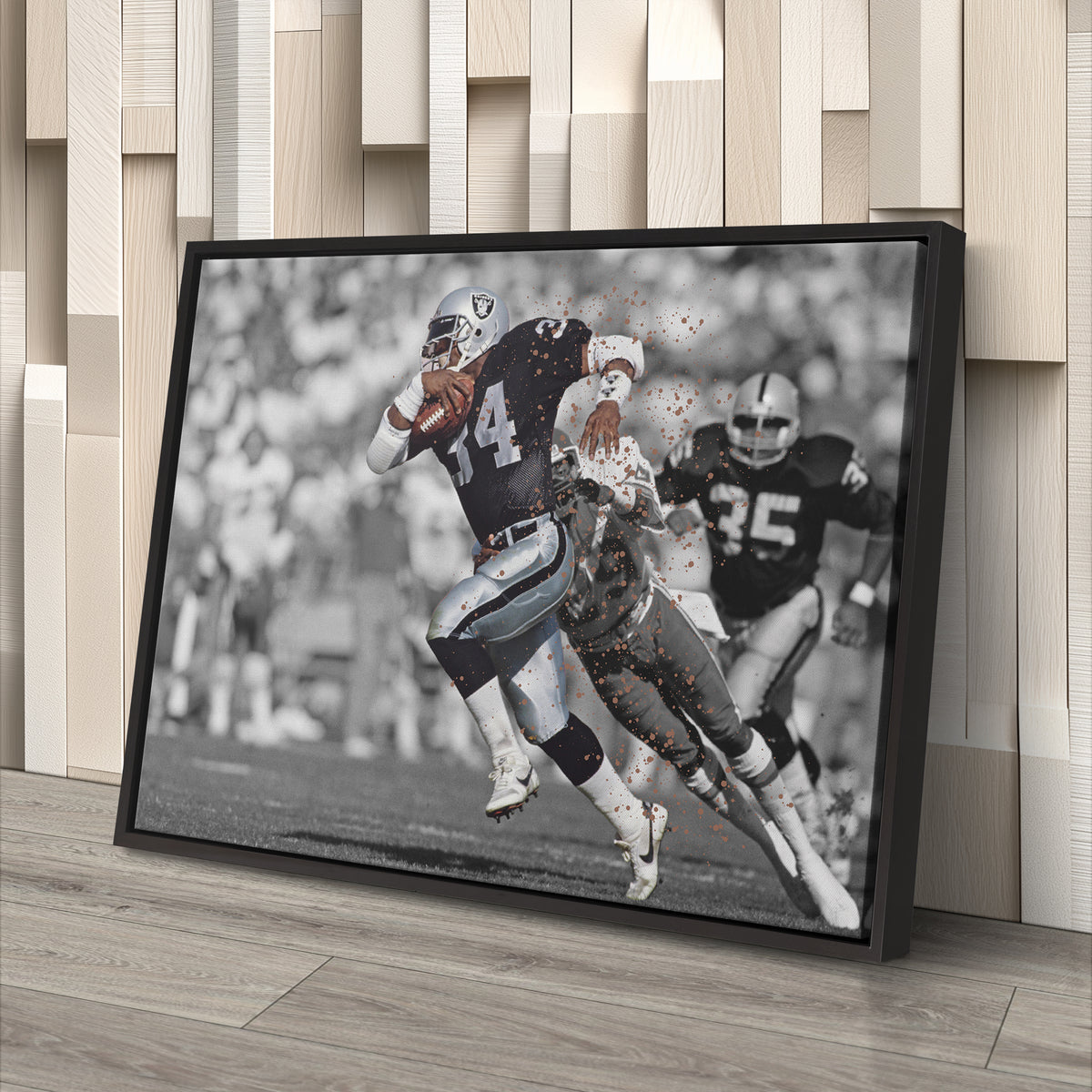 Bo Jackson Dodges Tackle Los Angeles Raiders Canvas Wall Art Decor - NFL Action Art