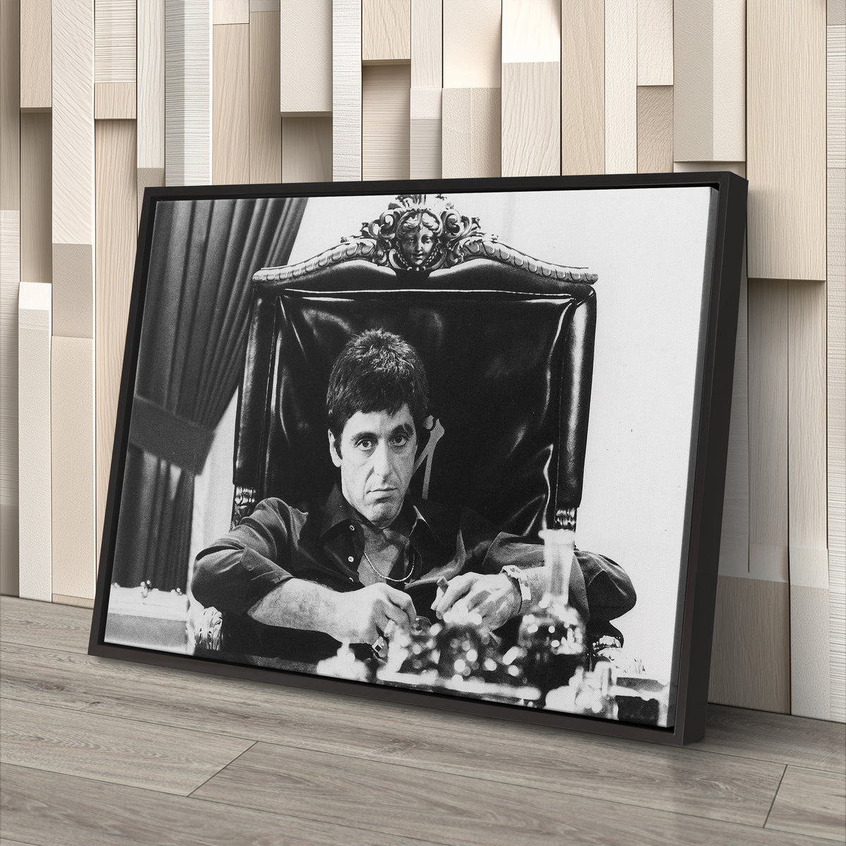 Tony Montana Scarface Canvas Art - Movie Wall Decor Black and White