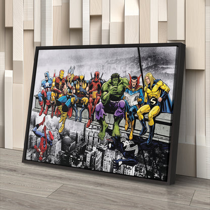 Marvel Superheroes Lunch Atop a Skyscraper Canvas Wall Art