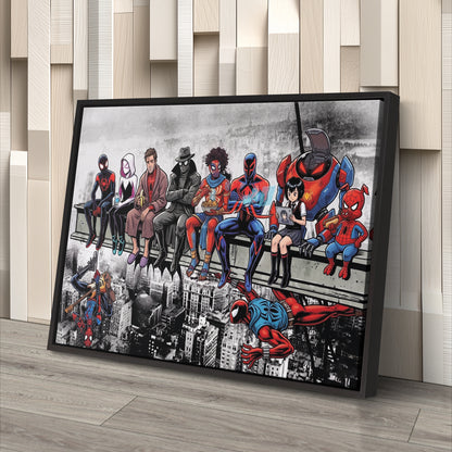 Spider Verse Lunch Atop a Skyscraper Canvas Wall Art