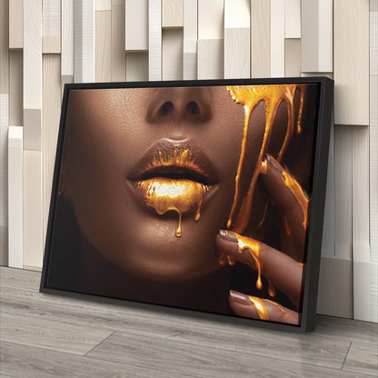 Dripping Gold Lips - Canvas Wall Art Decor