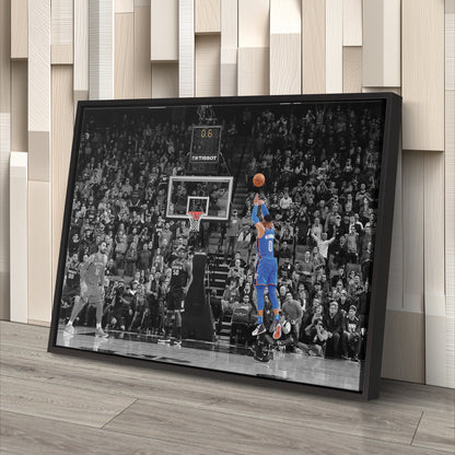 Russell Westbrook Buzzer Beater Canvas Art - NBA Thunder vs. Kings