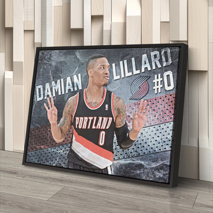 Damian Lillard #0 Basketball Canvas Wall Art – Portland Trail Blazers Decor