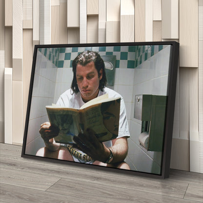 Pulp Fiction Book Reading Canvas Wall Art – Famous Movie Moment Decor