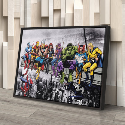 Marvel Avengers Lunch Atop a Skyscraper Canvas Wall Art