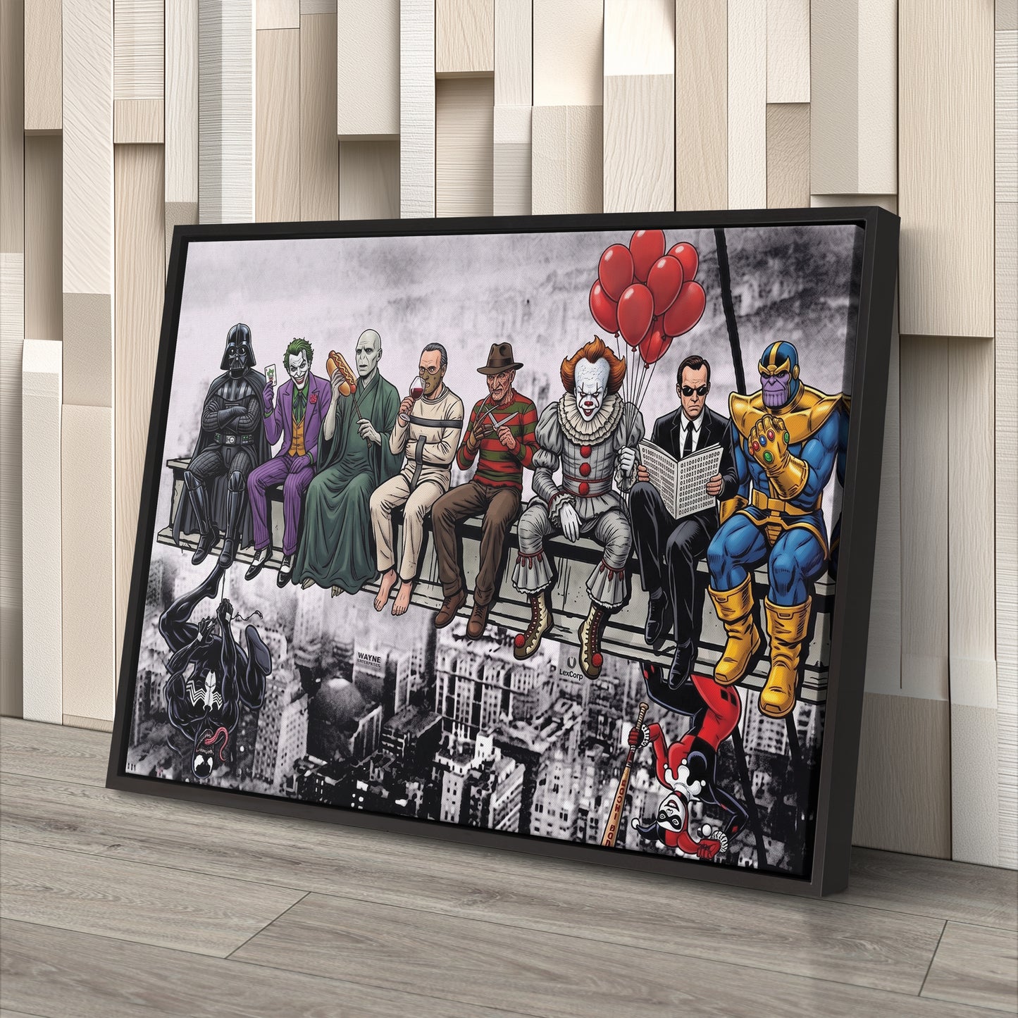 Movie Villains Lunch Atop a Skyscraper Canvas Wall Art