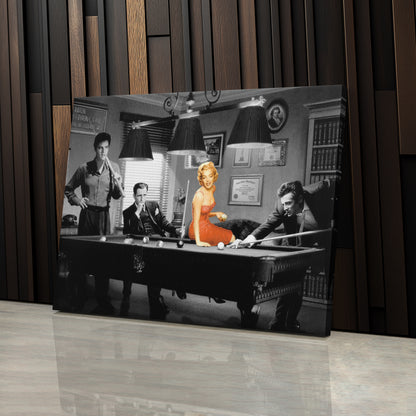Marilyn Monroe & Elvis Presley Billiard - Canvas Wall Art Decor