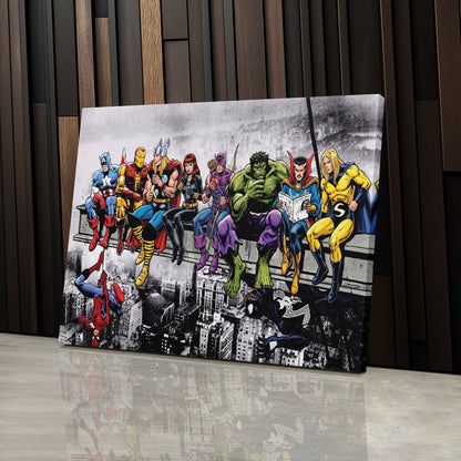 Marvel Avengers Lunch Atop a Skyscraper Canvas Wall Art