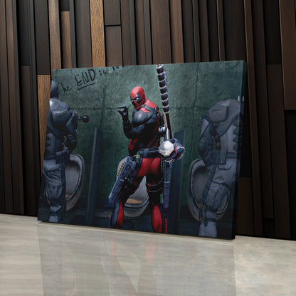 Deadpool Poster - Bathroom Break Funny Canvas Wall Art Decor