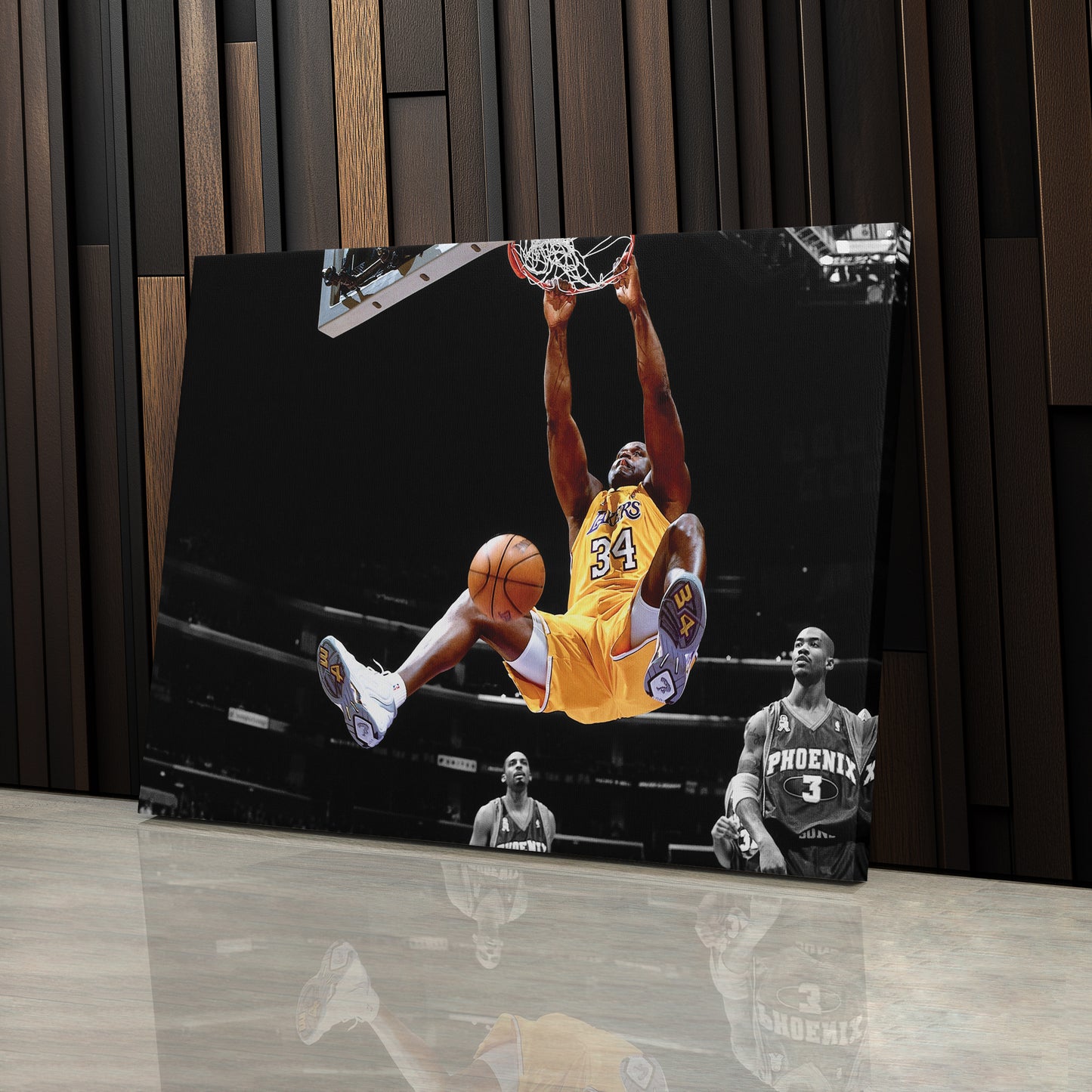 Shaquille O'Neal Dunking Canvas Art - NBA Lakers Sports Poster