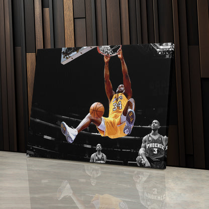 Shaquille O'Neal Dunking Canvas Art - NBA Lakers Sports Poster