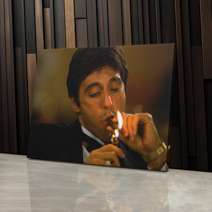 Scarface Tony Montana Smoking Canvas Art – Iconic Movie Character Decor