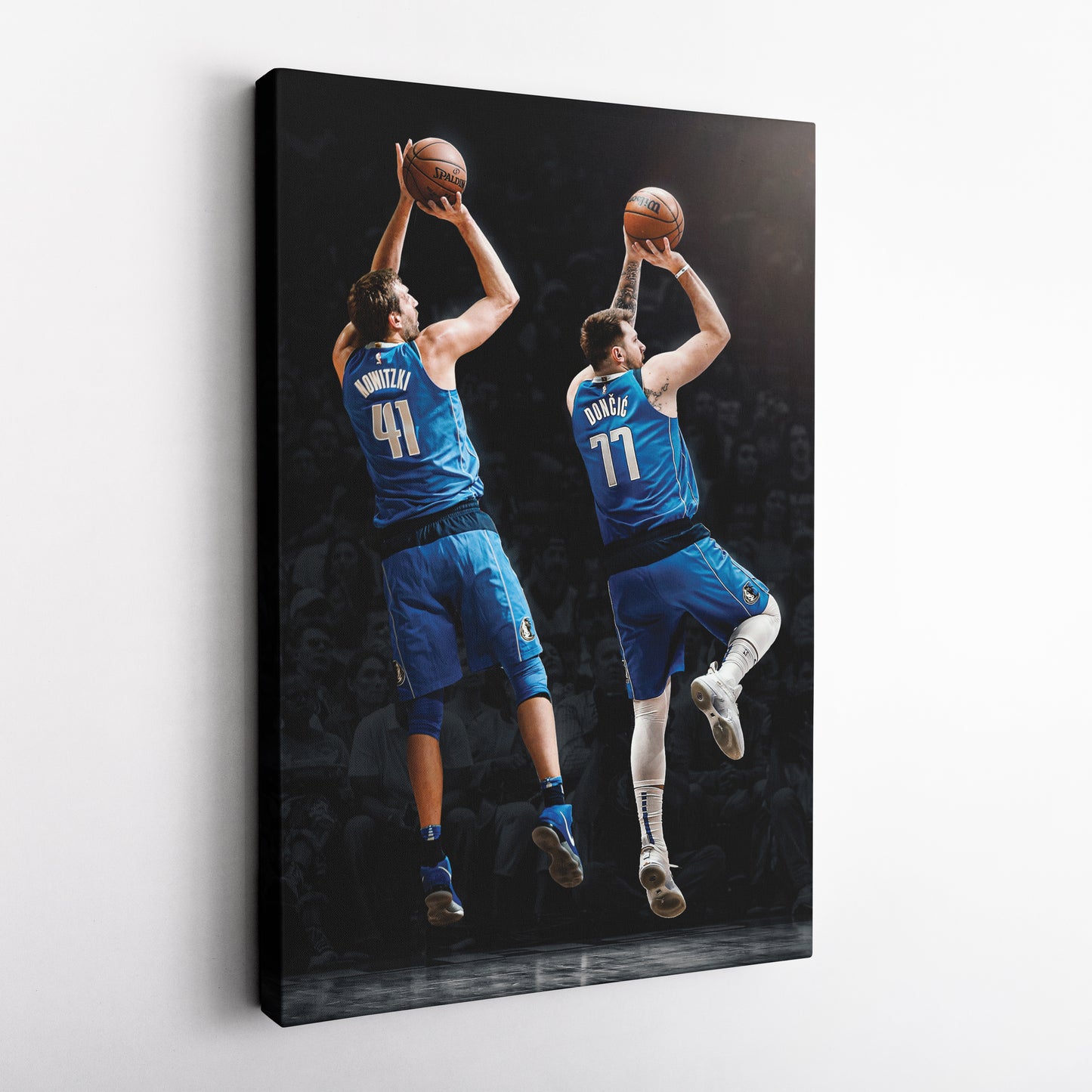 Luka Doncic and Dirk Nowitzki Canvas Art - Dallas Mavericks NBA Decor