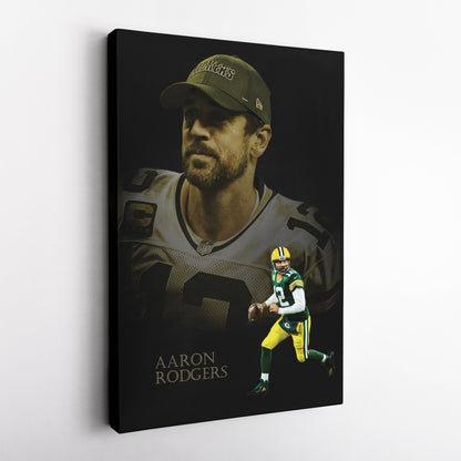 Aaron Rodgers Green Bay Packers NFL Canvas Wall Art - Framed Home Decor