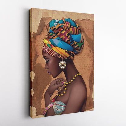 Girl with Yellow Necklace Canvas Wall Art – Beautiful Portrait Decor