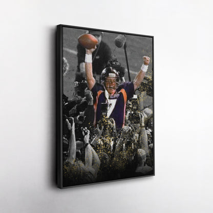 Elway’s Helicopter Run Denver Broncos Canvas Wall Art Decor - NFL Iconic Play Art