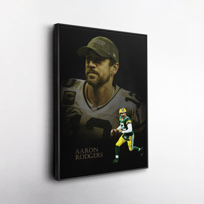 Aaron Rodgers Green Bay Packers NFL Canvas Wall Art - Framed Home Decor