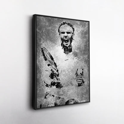 Rafael Nadal Tennis Canvas Art – Grunge Texture Sports Legend Decor