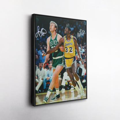 Larry Bird Magic Johnson Basketball Canvas Wall Art – NBA Legends Tribute