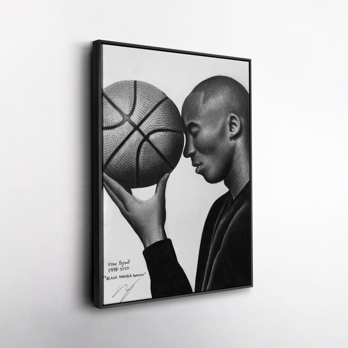 Kobe Bryant Black and White Basketball Canvas Wall Art – Iconic Dunk