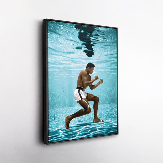 Muhammad Ali Underwater - Colored Canvas Wall Art Decor