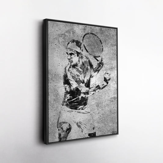 Roger Federer Tennis Canvas Wall Art – Grunge Texture Sports Legend Decor