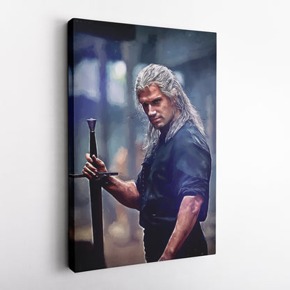 Geralt of Rivia Witcher Canvas Wall Art – Fantasy TV Series Print