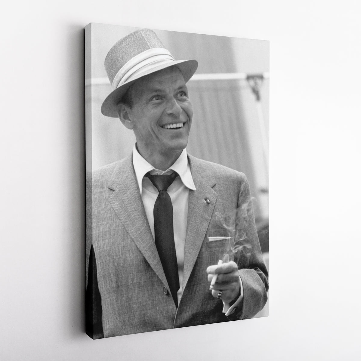 Frank Sinatra Smoking Canvas Wall Art – Classic Music Legend Home Decor