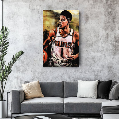 Devin Booker Phoenix Suns Canvas Wall Art – Basketball Star Print for Home