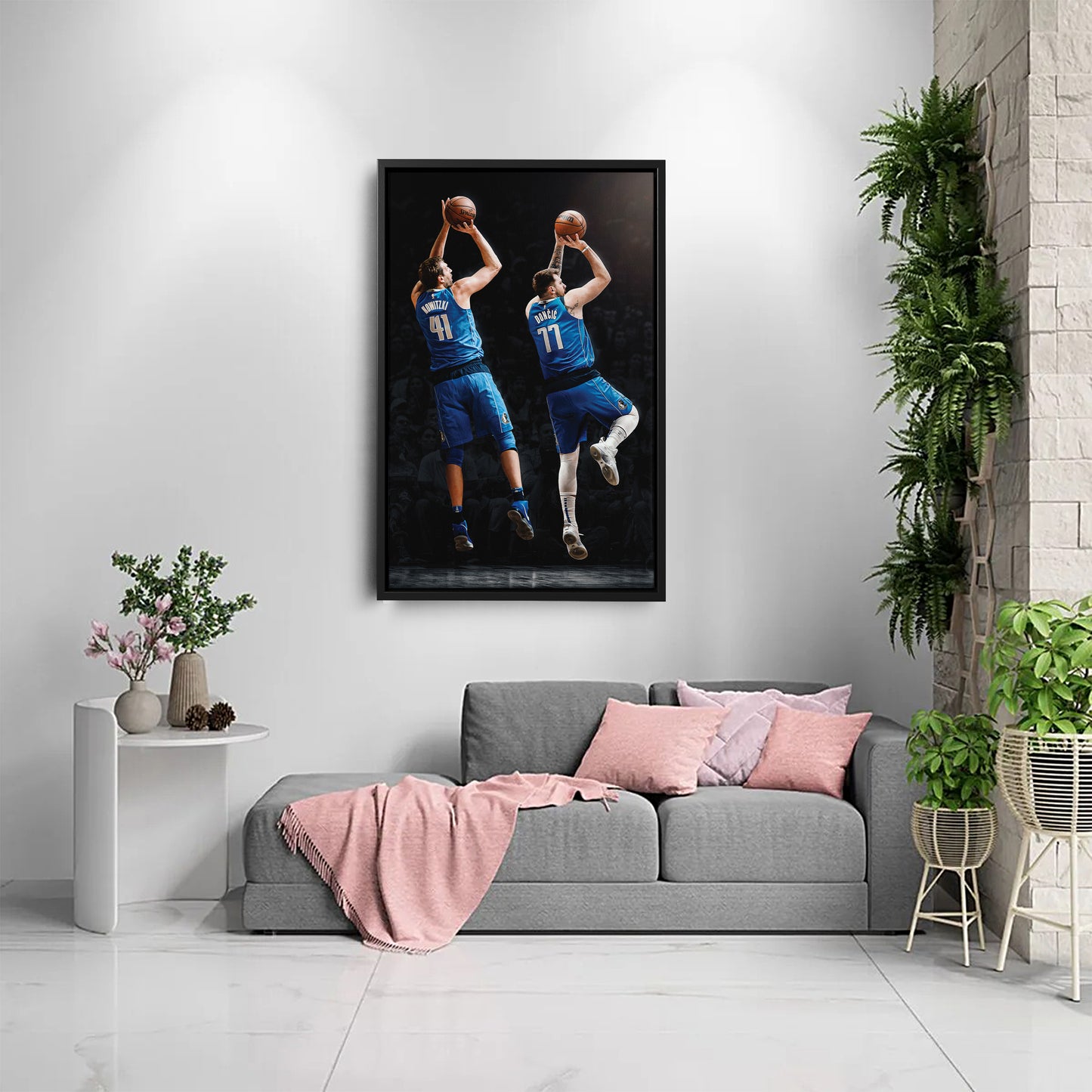 Luka Doncic and Dirk Nowitzki Canvas Art - Dallas Mavericks NBA Decor