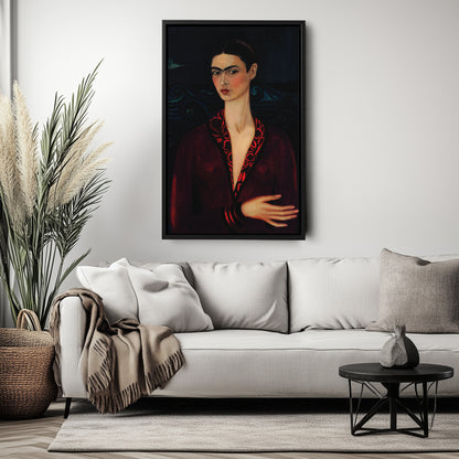 Frida Kahlo Poster with Red Dress Canvas Wall Art Home Decor Framed Art